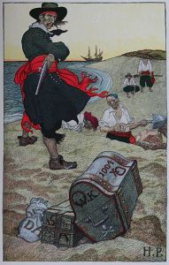 Which pirate did Howard Pyle show burying treasure? Why, Captain Kidd, of course!