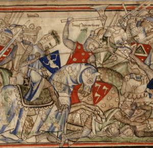 Harald (center) charging into battle for the last time